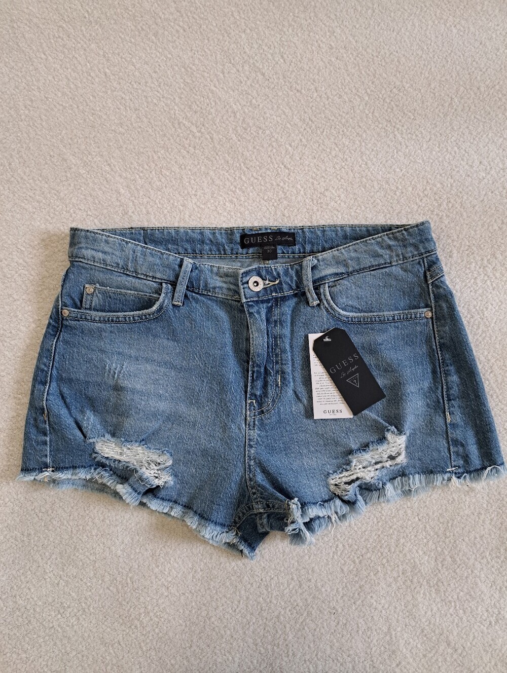 Guess Denim Shorts Womens Size 30 High Rise Cut Off Frayed Jean Shorts Festival